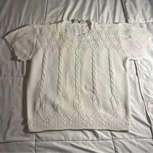 Vintage 80’s Barry & Me White Cable Knit Sweater Top